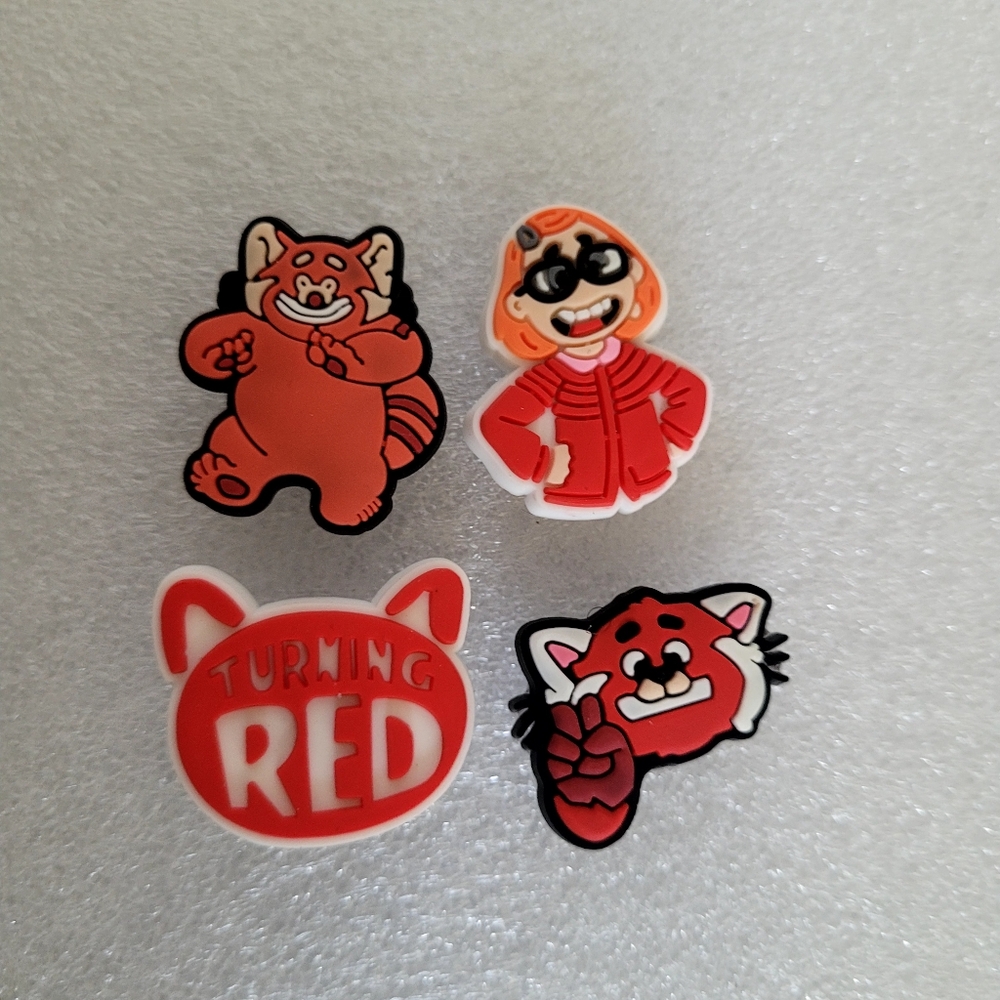 4pc Turning Red Croc Charm Jibbitz